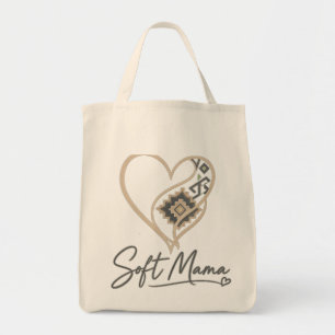 Boho Tribal Hart "Zachte Mama" Elegante Typografie Tote Bag