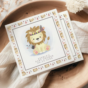 Boho Tribal Lion Baby shower Servet