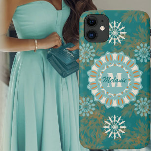Boho Tribal Mandala in Oranje en Blauwgroen Variat iPhone 11 Hoesje