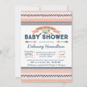 Boho Tribal Peach and Navy Ethnic Baby shower Kaart (Voorkant)