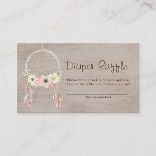 Boho Tribal Rustic Showe Diaper Raffle Ticket Informatiekaartje (Voorkant)