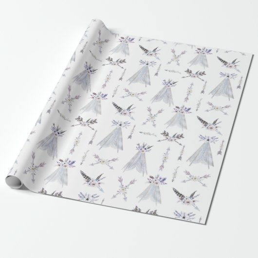 Boho Tribal Teepee Cadeaupapier (Uitgerold)