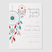 Boho Tribal veer Bruidsdroomvanger Vellum Uitnodigingen (Voorkant)