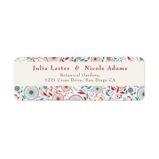 Boho Tribal veer Dreamcatcher bruiloft Etiket (Voorkant)