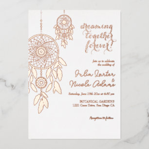 Boho Tribal veer Dreamcatcher bruiloft Folie Uitnodiging