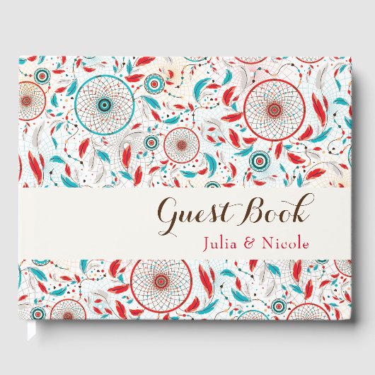 Boho Tribal veer Dreamcatcher bruiloft Gastenboek (Voorkant)