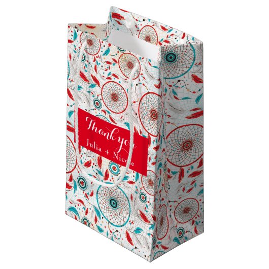 Boho Tribal veer Dreamcatcher bruiloft Klein Cadeauzakje (Voorkant Gekanteld)