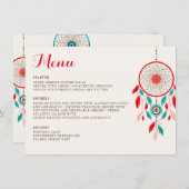 Boho Tribal veer Dreamcatcher bruiloft Menu (Voorkant / Achterkant)