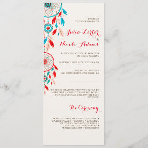 Boho Tribal veer Dreamcatcher bruiloft Programma