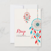 Boho Tribal veer Dreamcatcher Bruiloft RSVP Kaart (Achterkant)
