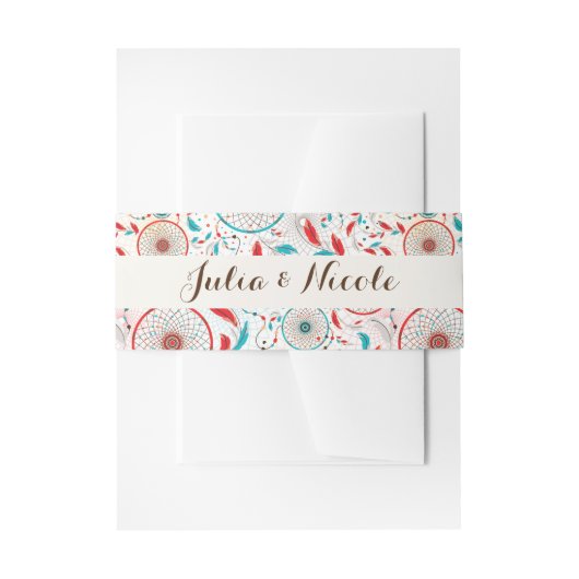 Boho Tribal veer Dreamcatcher bruiloft Uitnodigingen Wikkel (Voorkant Voorbeeld)