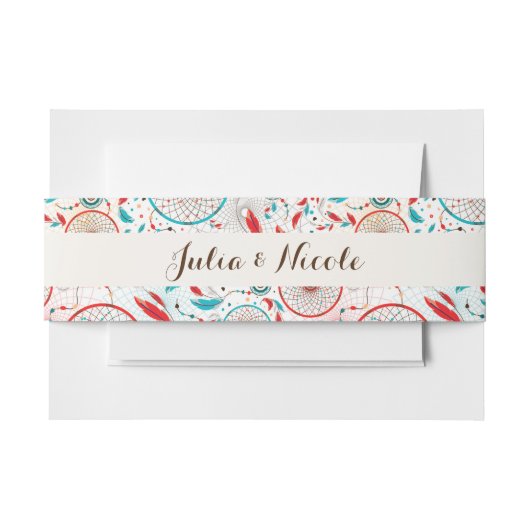 Boho Tribal veer Dreamcatcher bruiloft Uitnodigingen Wikkel (Voorkant Voorbeeld)