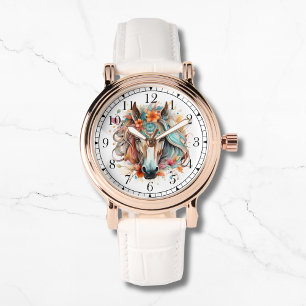 Boho Tribal Waterverf Paard Stijlvolle Chique Vrou Horloge