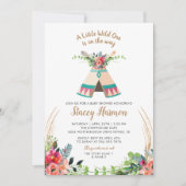 Boho Tribal Wild One Rustic Floral Baby shower Kaart (Voorkant)
