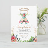Boho Tribal Wild One Rustic Floral Baby shower Kaart (Staand voorkant)