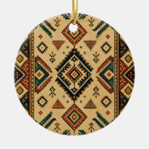 Boho Tribale Geometrische Patroon Keramische Kerst Keramisch Ornament