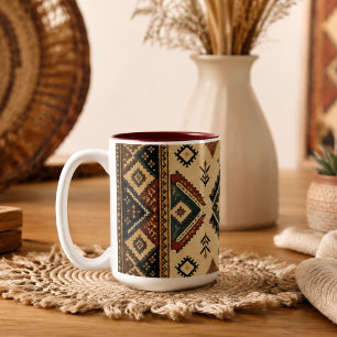 Boho Tribale Geometrische Patroon Koffiemok Rust Tweekleurige Koffiemok