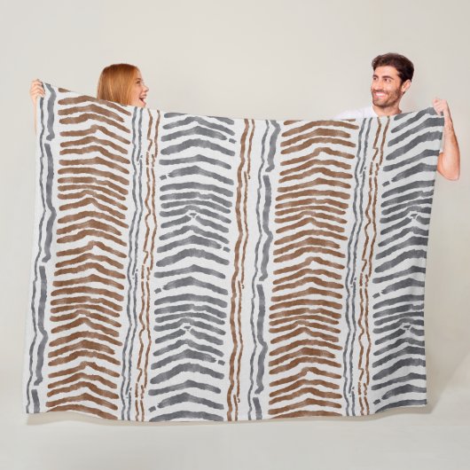 Boho Tribale Gestreepte Fleece Deken (In situ)