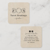 Boho Triple Moon Beige Sand Celestial Tarot Reader Vierkante Visitekaartje (Voorkant / Achterkant)