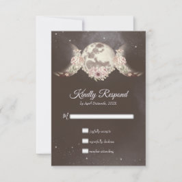 Boho Triple Moon Phases & Stars Handfasting RSVP Kaartje