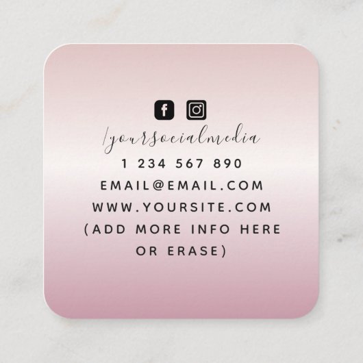 Boho Triple Moon Roos Gold Celestial Tarot Reader Vierkante Visitekaartje (Achterkant)