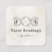 Boho Triple Moon White Marble Reader Energy Healer Vierkante Visitekaartje (Voorkant)