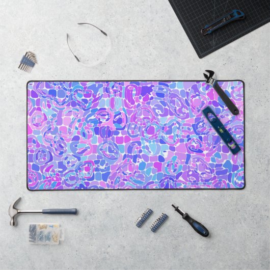 Boho Trippy Groovy Kleurrijke Abstract Blob Mozaïe Bureaumat (Werkstation)