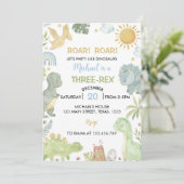 Boho Trois Rex Dinosaures Invitation de fête d'ann (Debout devant)