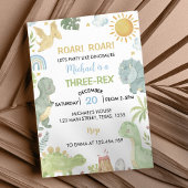 Boho Trois Rex Dinosaures Invitation de fête d'ann