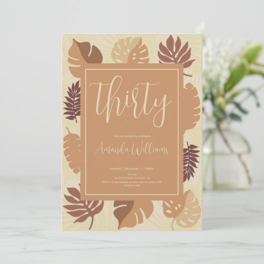 Boho Tropical 30th Birthday Invitation (Debout devant)