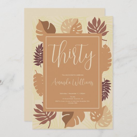 Boho Tropical 30th Birthday Invitation (Devant / Derrière)