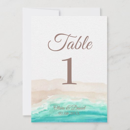 Boho Tropical Beach and Palm Trees Numéro de table (Dos)