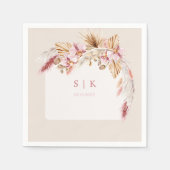 Boho Tropical Beach Floral Monogram Weddenschap Servet (Voorkant)