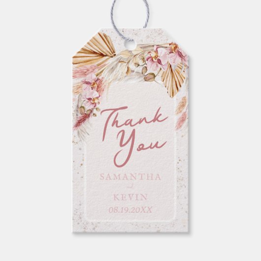 Boho Tropical Beach Floral Weddenschap Bedankt Cadeaulabel (Voorkant)