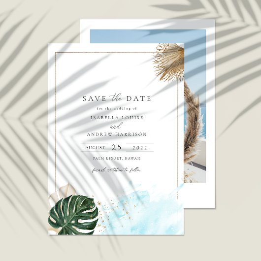 Boho Tropical Beach Save the Date Photo Kaart