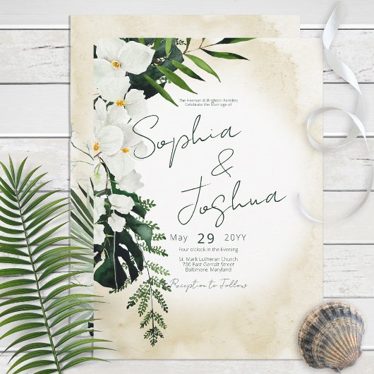 Boho Tropical Beach Watercolor Faire-part de maria