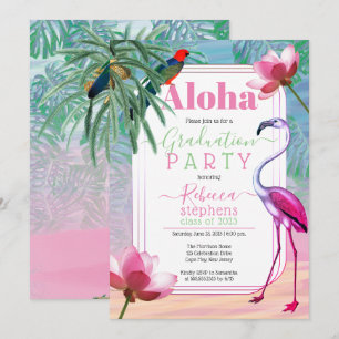 Boho Tropical Beach Waterverf Graduparty Kaart