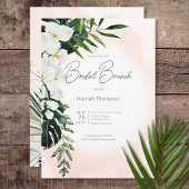Boho Tropical Blush Perzik Waterverf Bruidsbrunch Kaart