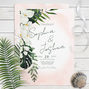 Boho Tropical Blush Watercolor Faire-part de maria