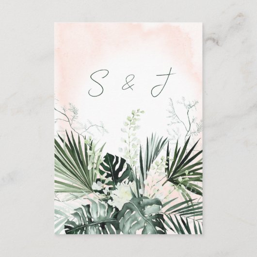 Boho Tropical Blush Waterverf Reception Kaart (Achterkant)