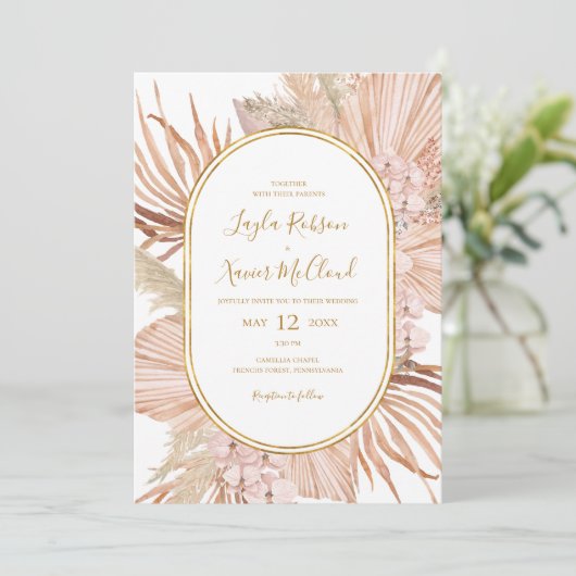 Boho Tropical Botanical Casual Weddenschap Kaart (Staand voorkant)