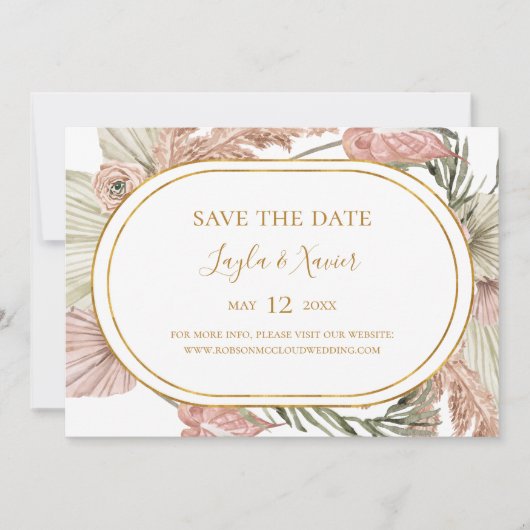 Boho Tropical Botanical | Horizontale sparen de Da Save The Date (Voorkant)