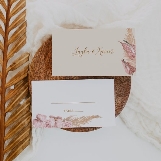 Boho Tropical Botanical | Ivory Flat Wedding Plaatskaartje