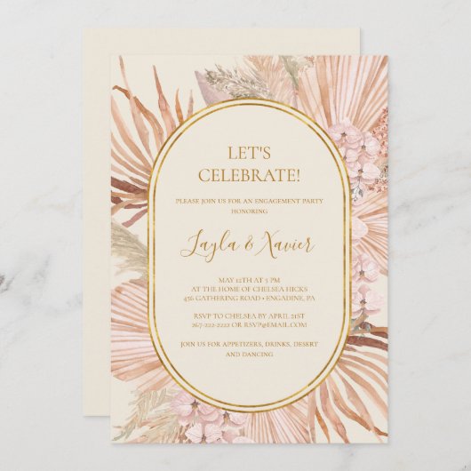 Boho Tropical Botanical | Ivory Let's Celebrate Kaart (Voorkant / Achterkant)