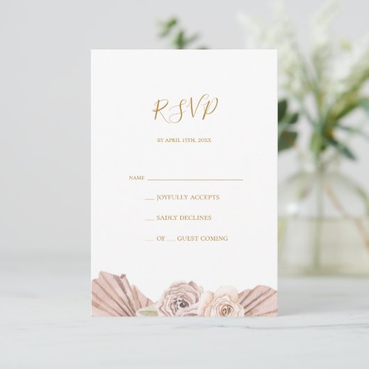 Boho Tropical Botanical | Ivory RSVP-kaart RSVP Kaartje (Staand voorkant)