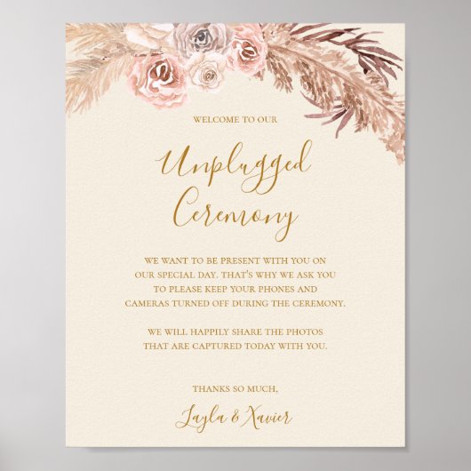Boho Tropical Botanical | Ivory Unplugged Ceremony Poster (Voorkant)