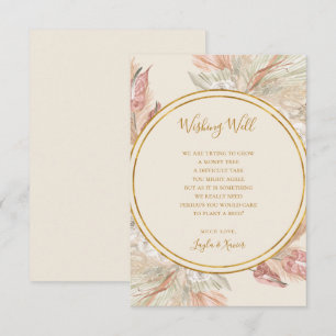 Boho Tropical Botanical Ivory Wedding Wishing well Informatiekaartje