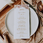 Boho Tropical Botanical | Menu Dîner Mariage<br><div class="desc">Ce boho tropical botanique | menu mariage pour dîner est parfait pour votre élégant mariage d'or rose, vert, pêche, fleuri rustique. Le design présente un cadre or ou un bouquet avec de l'herbe rose pâle moderne, de la sauge simple, de l'ivoire, une feuille de palmier à champagne et une végétation...</div>