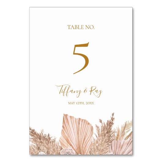 Boho Tropical Botanical | Numéro de table (Par défaut)