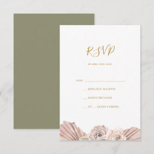 Boho Tropical Botanical Olijfgroene RSVP-kaart RSVP Kaartje